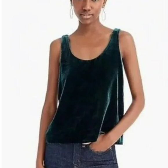J Crew 2-Pack Velvet Tank Tops Green and Black Size 2 - Picture 2 of 7
